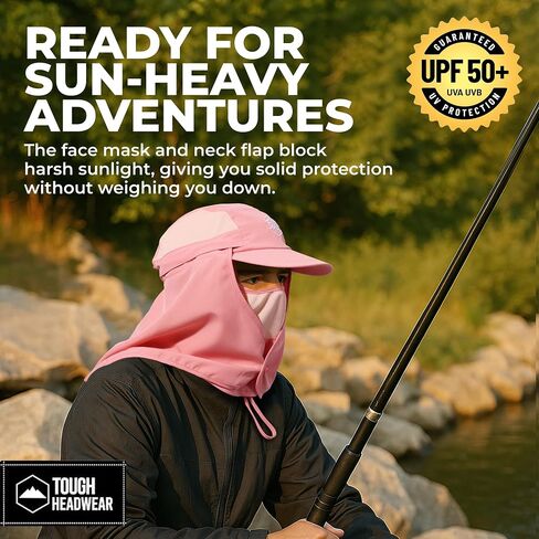 Tough Outfitters قبعة صيد في الهواء الطلق مع القناع والرقبة - قبعة حماية من أشعة الشمس مع UPF 50 -landscaping القبعات للنساء in Kuwait