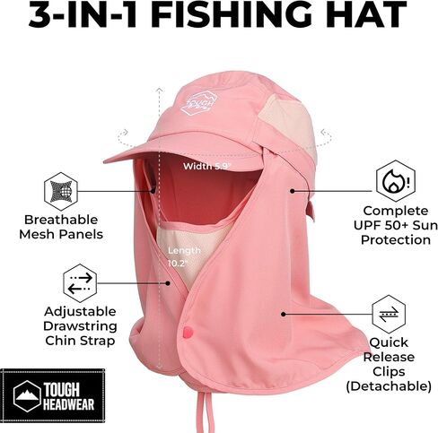 Tough Outfitters قبعة صيد في الهواء الطلق مع القناع والرقبة - قبعة حماية من أشعة الشمس مع UPF 50 -landscaping القبعات للنساء in Kuwait