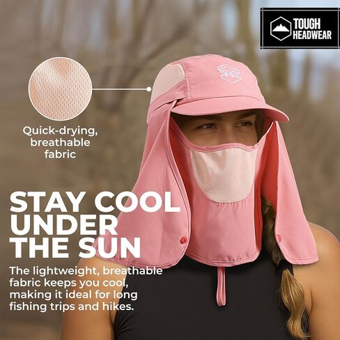 Tough Outfitters قبعة صيد في الهواء الطلق مع القناع والرقبة - قبعة حماية من أشعة الشمس مع UPF 50 -landscaping القبعات للنساء in Kuwait