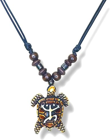 LAVIP Hawaiian Sea Turtle Pendant Surfer Necklace Adjustable Cord Necklace in Brown, White, and Black for Men & Women in Saudi Arabia