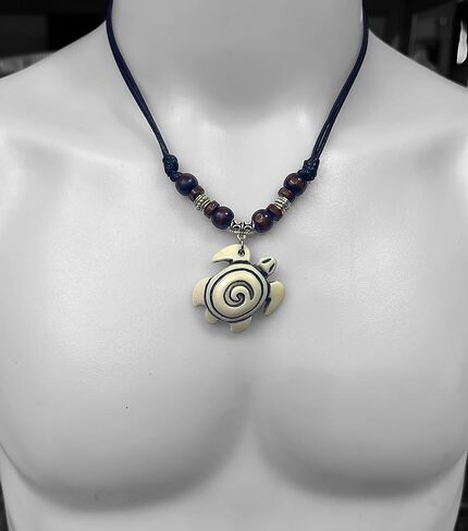 LAVIP Hawaiian Sea Turtle Pendant Surfer Necklace Adjustable Cord Necklace in Brown, White, and Black for Men & Women in Saudi Arabia