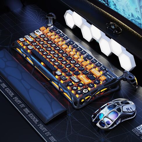 Gravastar K1 Pro Cyberpunk Mechanical Gaming Keyboard-تخطيط 75 ٪ ، مفاتيح Gateron حمراء قابلة للتبديل ، إضاءة خلفية RGB ، Wireless Tri-Mod in Kuwait