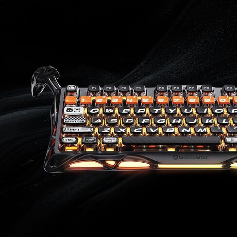 Gravastar K1 Pro Cyberpunk Mechanical Gaming Keyboard-تخطيط 75 ٪ ، مفاتيح Gateron حمراء قابلة للتبديل ، إضاءة خلفية RGB ، Wireless Tri-Mod in Kuwait