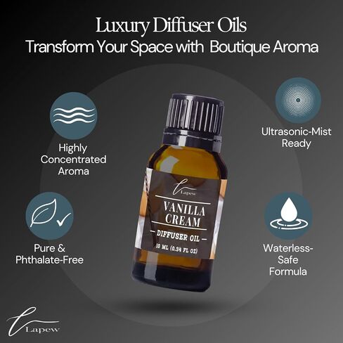 Diffuser Oil Mahogany Coconut Dream Scent – Luxury Fragrance Oil for Ultrasonic and Waterless Diffusers – Hotel-Inspired Aroma – 10 mL, 0.34 fl oz Glass Dropper Bottle in Saudi Arabia