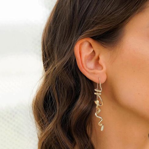 Earrings for Women Trendy Spiral Threader Earrings Hypoallergenic Silver Dangle Drop Earrings 14k Gold Unique Twist Simple Earrings Jewelry in Saudi Arabia