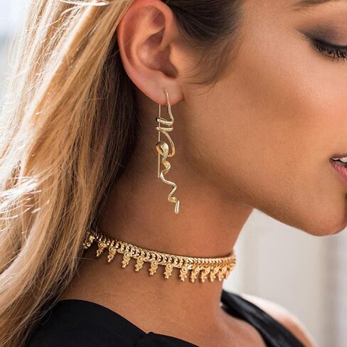 Earrings for Women Trendy Spiral Threader Earrings Hypoallergenic Silver Dangle Drop Earrings 14k Gold Unique Twist Simple Earrings Jewelry in Saudi Arabia