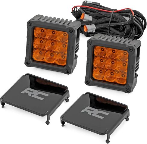 Rough Country Dual 4" Amber LED Lights with DRL - 90W, 8100 Lumens, Combo Flood Spot Lens for Off-Road in Saudi Arabia