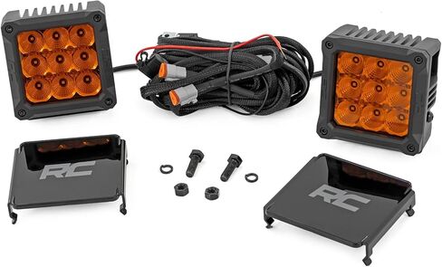 Rough Country Dual 4" Amber LED Lights with DRL - 90W, 8100 Lumens, Combo Flood Spot Lens for Off-Road in Saudi Arabia