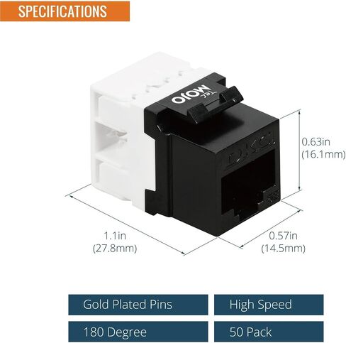 Tecmojo 180° Angled RJ45 Cat6 Keystone Jacks in Ivory 25 Pack Compatible with 180° Angled Speed Termination Tool in Saudi Arabia