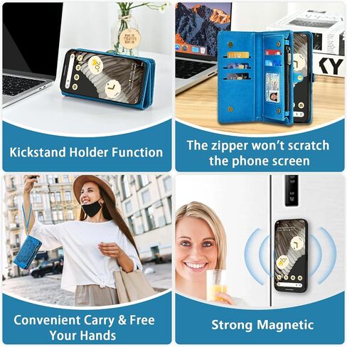 حالة الهاتف ASUWISH لـ Google Pixel 7 Pro 5g Zipper Wallet غطاء خلايا قابلة للفصل مع حزام شاشة شاشة شاشة مزخرفة Pixel7pro Pixel7 XL Seven 7pro 6.7 Women Rose Rose in Kuwait