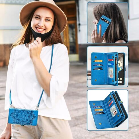 حالة الهاتف ASUWISH لـ Google Pixel 7 Pro 5g Zipper Wallet غطاء خلايا قابلة للفصل مع حزام شاشة شاشة شاشة مزخرفة Pixel7pro Pixel7 XL Seven 7pro 6.7 Women Rose Rose in Kuwait