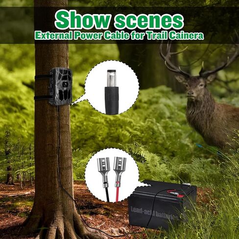 5.5x2.1mm clame DC Plug Trail Camera ، سلك طاقة الكاميرا ، 5.5x2.1mm DC كابل الطاقة الخارجي متوافق مع Spypoint ، كاميرا خلسة ، moultrie ، Muddy Trail ، ألواح شمسية in Saudi Arabia
