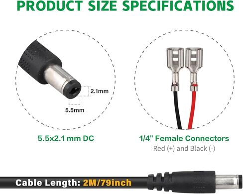 5.5x2.1mm clame DC Plug Trail Camera ، سلك طاقة الكاميرا ، 5.5x2.1mm DC كابل الطاقة الخارجي متوافق مع Spypoint ، كاميرا خلسة ، moultrie ، Muddy Trail ، ألواح شمسية in Saudi Arabia