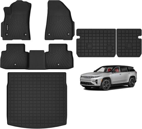 حصيرة Naibeve Floor for 2025 Jeep Wagoneer S All-Electric Trunk Mat Cargo Cargo Cover Back Cover لجميع ملحقات Floor Floor Mats (بطانة أرضية+حصيرة جذع+مسند الظهر) in Saudi Arabia