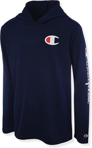 Champion Boys Long Sleeve Hooded Tee Shirt Lightweight Tech Fabric Athletic T-Shirt for Kids in Kuwait