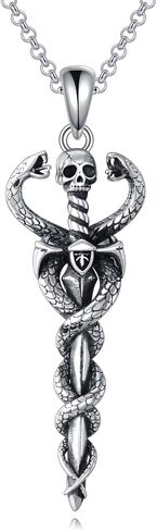 Sword Necklace 925 Sterling Silver Snake Pendant Viking Amulet Jewelry Birthday Gifts for Men Women in Saudi Arabia