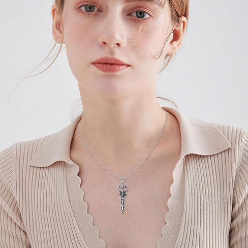 Sword Necklace 925 Sterling Silver Snake Pendant Viking Amulet Jewelry Birthday Gifts for Men Women in Saudi Arabia
