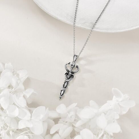 Sword Necklace 925 Sterling Silver Snake Pendant Viking Amulet Jewelry Birthday Gifts for Men Women in Saudi Arabia