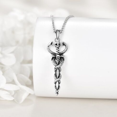 Sword Necklace 925 Sterling Silver Snake Pendant Viking Amulet Jewelry Birthday Gifts for Men Women in Saudi Arabia
