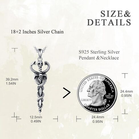 Sword Necklace 925 Sterling Silver Snake Pendant Viking Amulet Jewelry Birthday Gifts for Men Women in Saudi Arabia