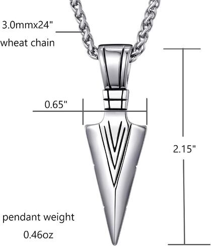 MOO & Lee Mens Stains Stains Stains Stains Spear Point Bendant Necklace مع سلسلة 24 بوصة in Kuwait
