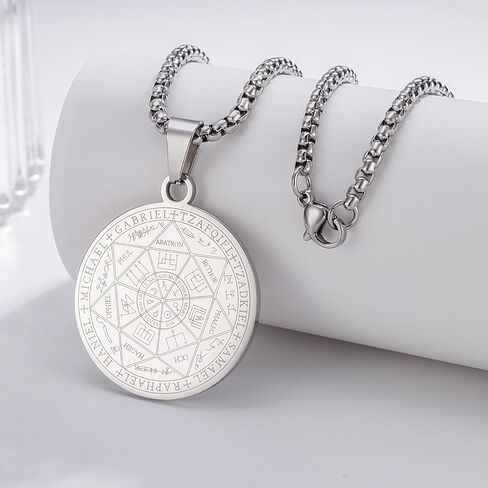 قلادة قلادة سبعة رئيس أسخاش ، ختم الفولاذ المقاوم للصدأ من رئيس الملائكة السبعة للرجال حماية تميمة مايكل كوين قلادة مع سلسلة in Saudi Arabia