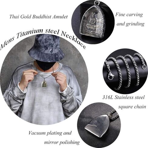 Thai Elephant Buddha Kuan Yin Amulet Pendant Titanium Stainless Steel Gold Buddhist Necklace in Saudi Arabia