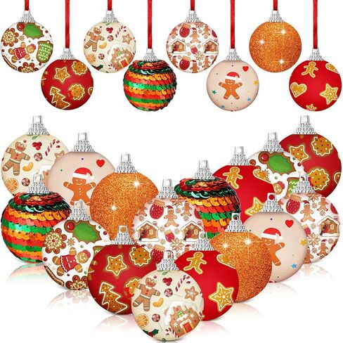 Lenwen 16 PCS Ball Ball Olments Gingerbread Man Decords Christmas Decorts Colorful Xmas Decorative Ball for Xmas Tree Party Tree Decor (Gingerbread Man) in Saudi Arabia