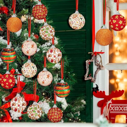 Lenwen 16 PCS Ball Ball Olments Gingerbread Man Decords Christmas Decorts Colorful Xmas Decorative Ball for Xmas Tree Party Tree Decor (Gingerbread Man) in Saudi Arabia