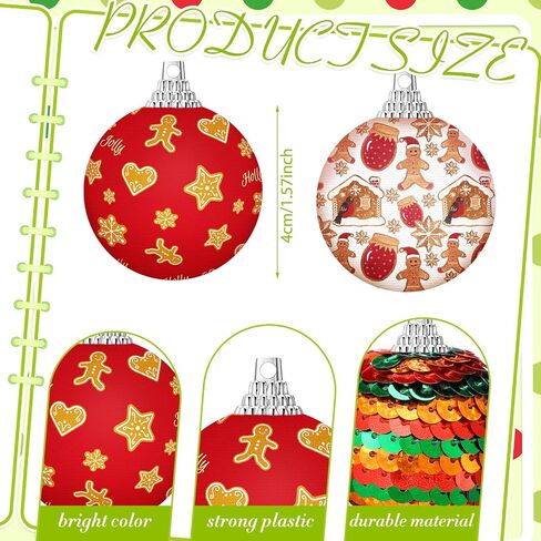 Lenwen 16 PCS Ball Ball Olments Gingerbread Man Decords Christmas Decorts Colorful Xmas Decorative Ball for Xmas Tree Party Tree Decor (Gingerbread Man) in Saudi Arabia
