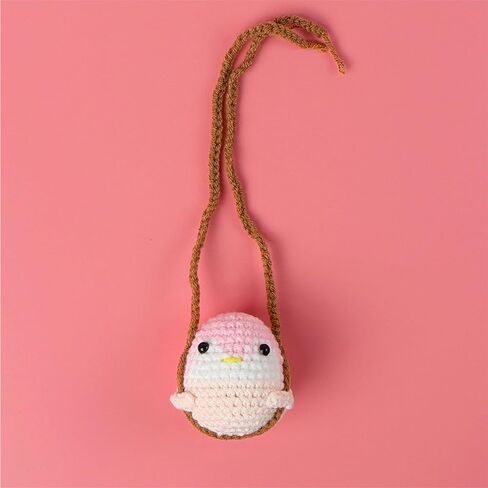 AUONY Cute Crochet Duck for Car Rear View Mirror, Handmade Swinging Duck Car Mirror Hanging Accessories for Women Girls in Kuwait