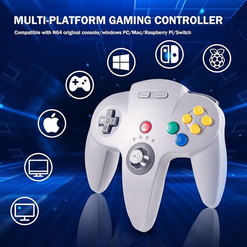 KIWITATA 2 Pack Wireless N64 Controller for Switch Games, 2.4GHZ Wireless Remote N64 Joystick Game Controller Compatible with Raspberry Pi, N64 System, MAC, PC Windows 7,8,10,11 Clear Red in Saudi Arabia