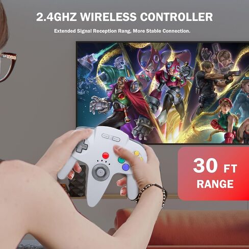 KIWITATA 2 Pack Wireless N64 Controller for Switch Games, 2.4GHZ Wireless Remote N64 Joystick Game Controller Compatible with Raspberry Pi, N64 System, MAC, PC Windows 7,8,10,11 Clear Red in Saudi Arabia