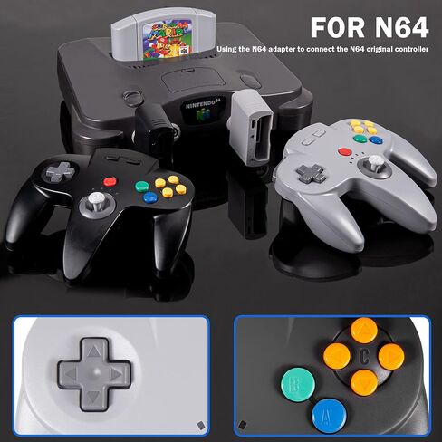 KIWITATA 2 Pack Wireless N64 Controller for Switch Games, 2.4GHZ Wireless Remote N64 Joystick Game Controller Compatible with Raspberry Pi, N64 System, MAC, PC Windows 7,8,10,11 Clear Red in Saudi Arabia