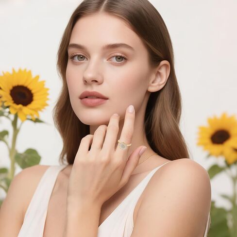 Sunflower Fidget Ring for Women Spinning Sunflower Rings Rhinestone Anxiety Rings Open Adjustable Ring Trendy Jewelry in Saudi Arabia