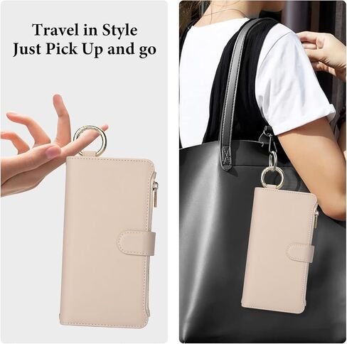 Asuwish Phone Case for iPhone 13 Mini 5.4 inch Zipper Wallet with Tempered Glass Screen Protector Strap Card Holder Cell Cover iPhone13mini i-Phone 13minicase i iPhone13 13mini Women Girls Pink in Kuwait