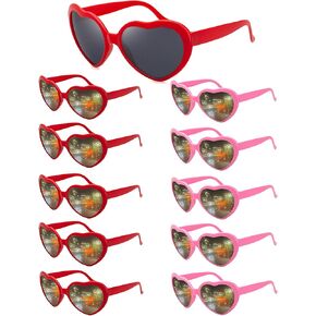 10 حزمة القلب النظارات الشمسية للنساء الرجال عتيقة القلب تأثير حيود نظارات العازبة كبيرة الحجم in Kuwait