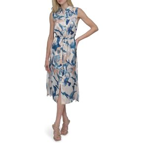 DKNY Women's Sleeveless Collared Button Front Midi Shirtdress in Saudi Arabia
