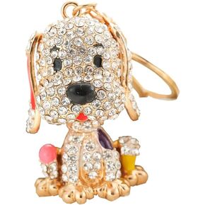 Sparkly Rhinestone Dog Keychain Shiny Crystal 3D Key Ring Fashionable Bag Car Pendant Hanging Charm in Saudi Arabia