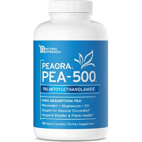 PEAORA PEA-500 - Support for Bladder, & Pelvic Discomfort | For Women & Men | Made in the USA | High-Absorption Palmitoylethanolamide & Resveratrol in Saudi Arabia