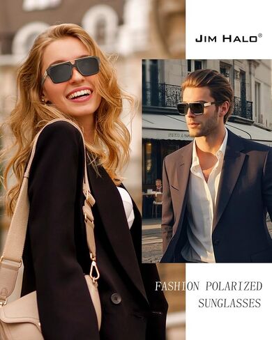 JIM HALO Trendy Polarized Aviator Sunglasses for Women Men, Vintage Rectangle Shades Sun Glasses UV400 in Saudi Arabia