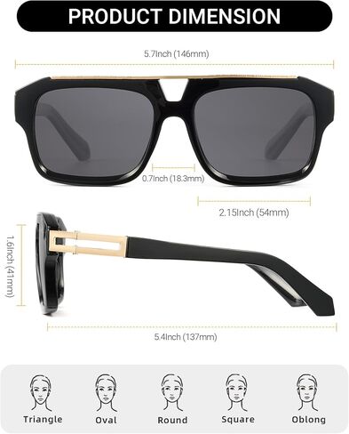 JIM HALO Trendy Polarized Aviator Sunglasses for Women Men, Vintage Rectangle Shades Sun Glasses UV400 in Saudi Arabia