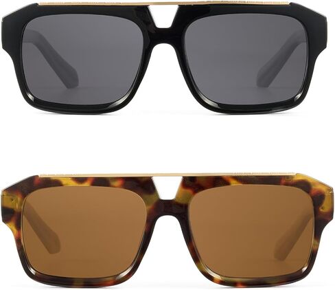 JIM HALO Trendy Polarized Aviator Sunglasses for Women Men, Vintage Rectangle Shades Sun Glasses UV400 in Kuwait