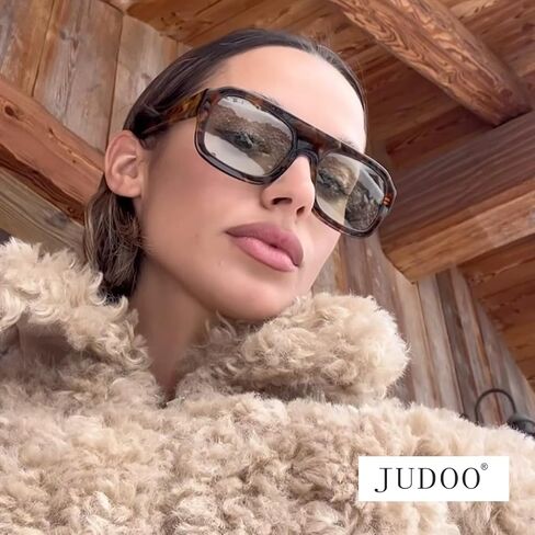JUDOO Retro 70s Square Aviator Sunglasses for Women Men Tortoise Green Chunky Bridge Sunglasses Thick Frame Vintage Aviators in Kuwait