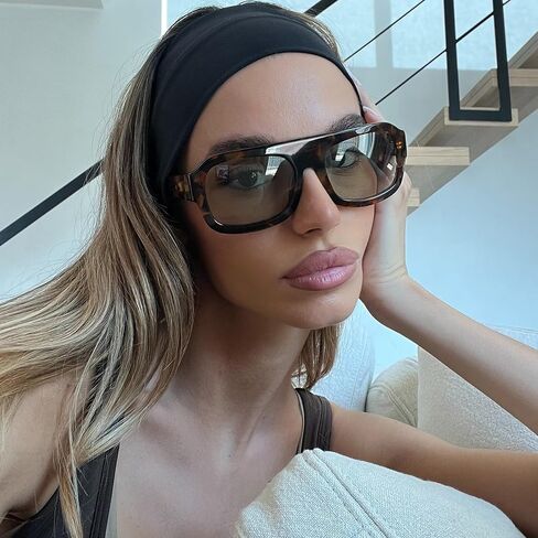 JUDOO Retro 70s Square Aviator Sunglasses for Women Men Tortoise Green Chunky Bridge Sunglasses Thick Frame Vintage Aviators in Kuwait