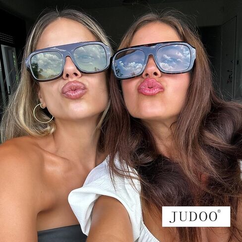 JUDOO Retro 70s Square Aviator Sunglasses for Women Men Tortoise Green Chunky Bridge Sunglasses Thick Frame Vintage Aviators in Kuwait