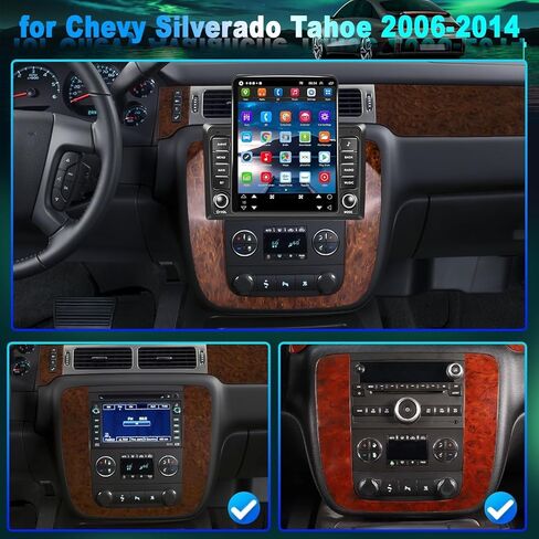 9.7 Inch Android 13 Car Radio Stereo for Chevrolet GMC 2007-2014 IPS Touchscreen Double Din Car Radio Receiver w/CarPlay & Android Auto, Built-in WiFi GPS Navigation Bluetooth Backup Camera, 2+32G in Kuwait