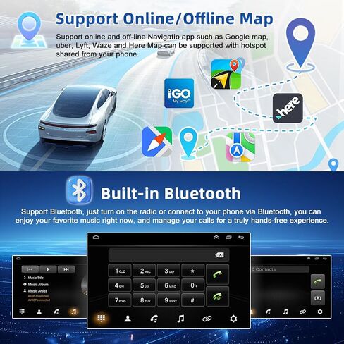 9.7 Inch Android 13 Car Radio Stereo for Chevrolet GMC 2007-2014 IPS Touchscreen Double Din Car Radio Receiver w/CarPlay & Android Auto, Built-in WiFi GPS Navigation Bluetooth Backup Camera, 2+32G in Kuwait