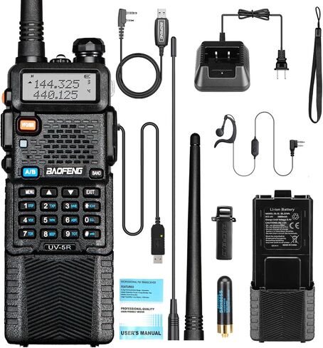 Baofeng UV-5R 8W Tidradio Wireless Programmer Baofeng Bluetooth بطارية الراديو ثنائية الاتجاه وسماعة الأذن للصيد بطارية معدات البقاء على قيد الحياة وسماعة الأذن للصيد معدات البقاء على قيد الحياة 3800mAh (أسود) in Kuwait