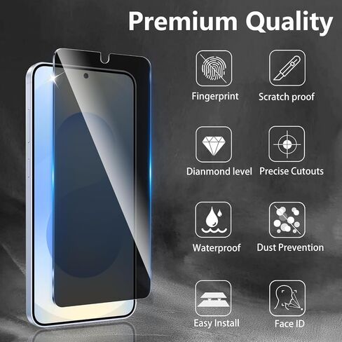 2 Pack Privacy Screen Protector Designed for Samsung Galaxy S24 Plus/S25 Plus,Full Coverage Anti-Spy Tempered Glass Film,9H Hardness,Anti-Fingerprint,Bubble Free,Easy to Install in Saudi Arabia